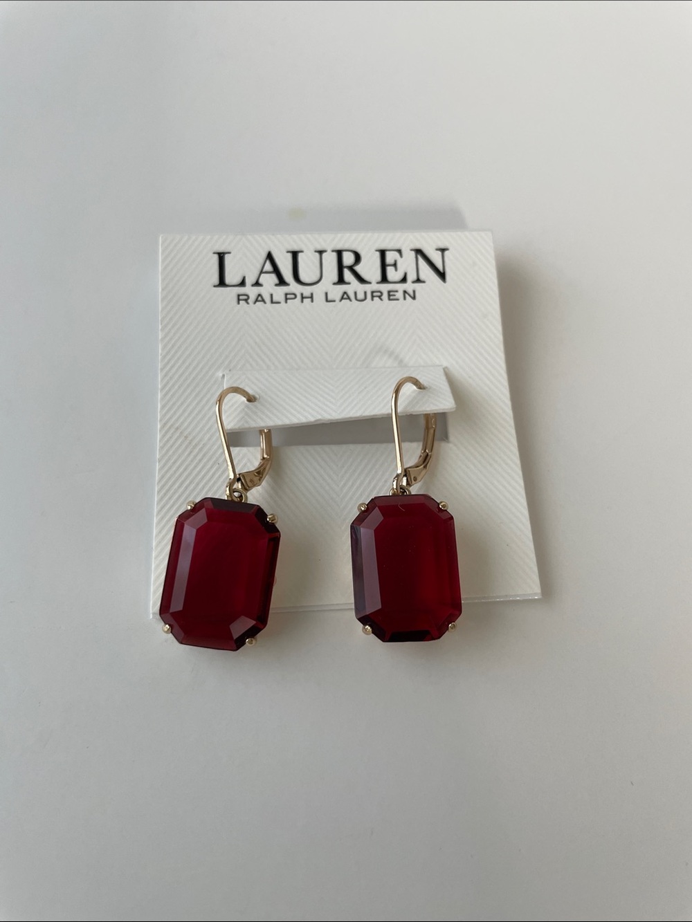 Lauren Ralph Lauren Gold-Tone Earrings with Ruby Red Faceted Stones